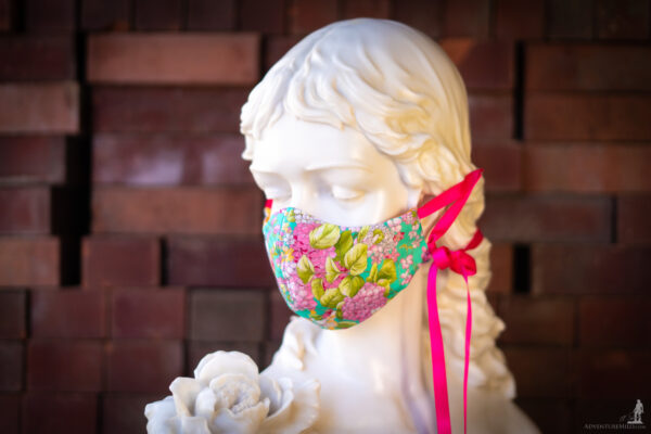 Silk Hydrangea Thai Silk Face Mask Ribbon Ties (1)