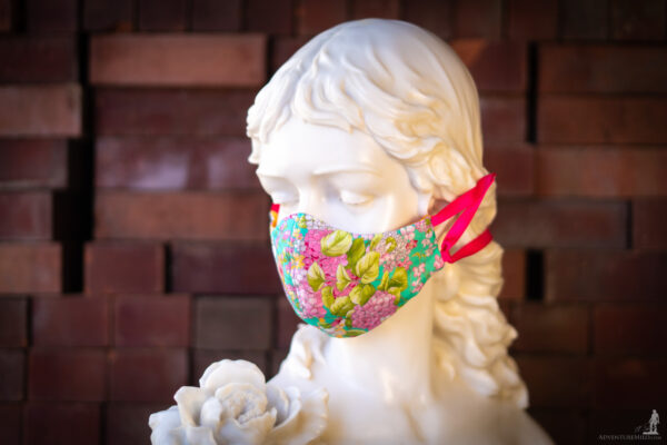 Silk Hydrangea Thai Silk Face Mask Ribbon Ties (2)
