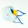 Side View of Embroidered Blue Cotton Shirting Sculpted Fitted Face Mask