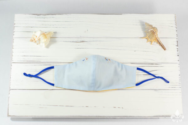 Cote Azure Embroidered Cotton Shirting Sculpted Fitted Face Mask (1)